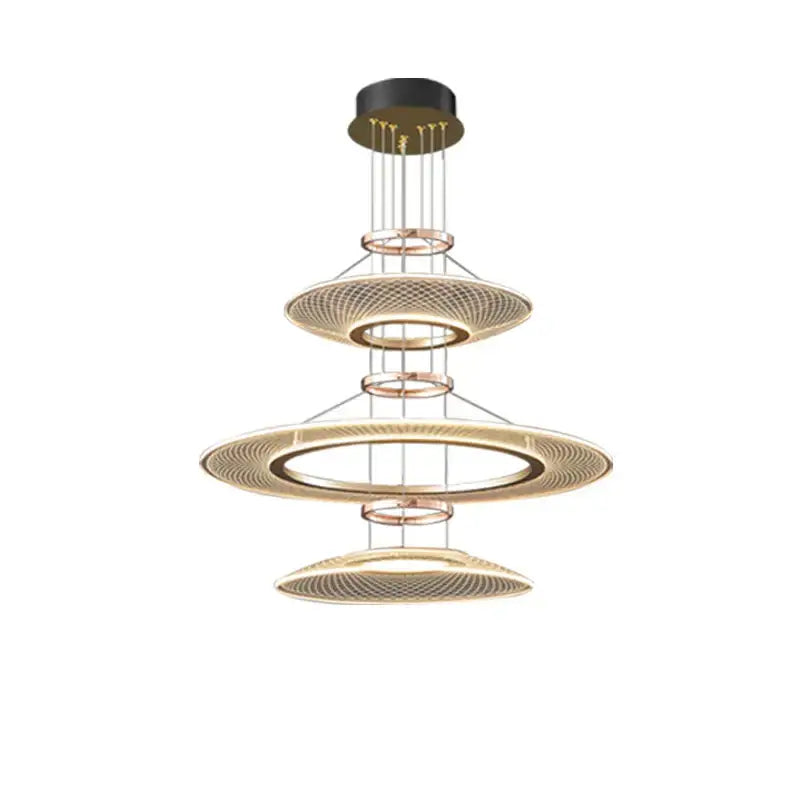 Modern gold tiered mesh pendant chandeliers led living room light