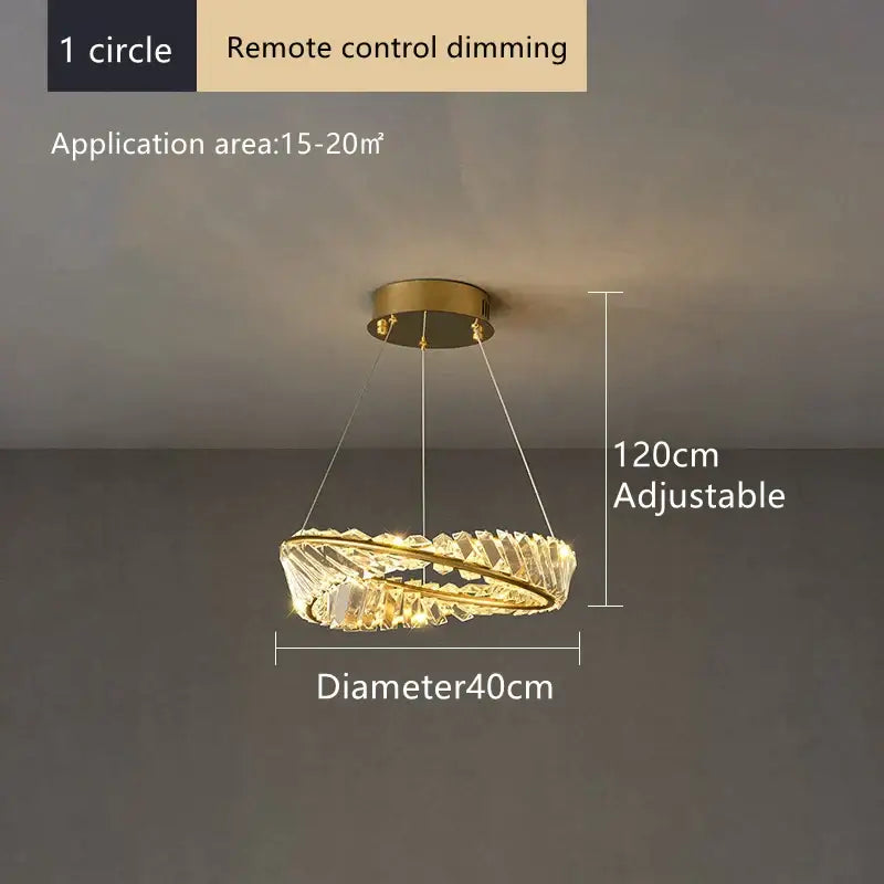 Modern gold triple ring decorbites crystal ceiling chandelier living room