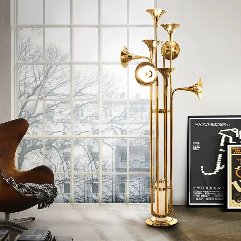 Modern gold trumpet pendant chandeliers for dining room