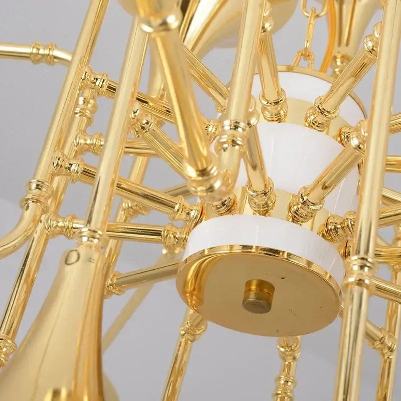 Modern gold trumpet pendant chandeliers for dining room