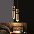 Modern gold tube pendant light kitchen bedside hanging lamp