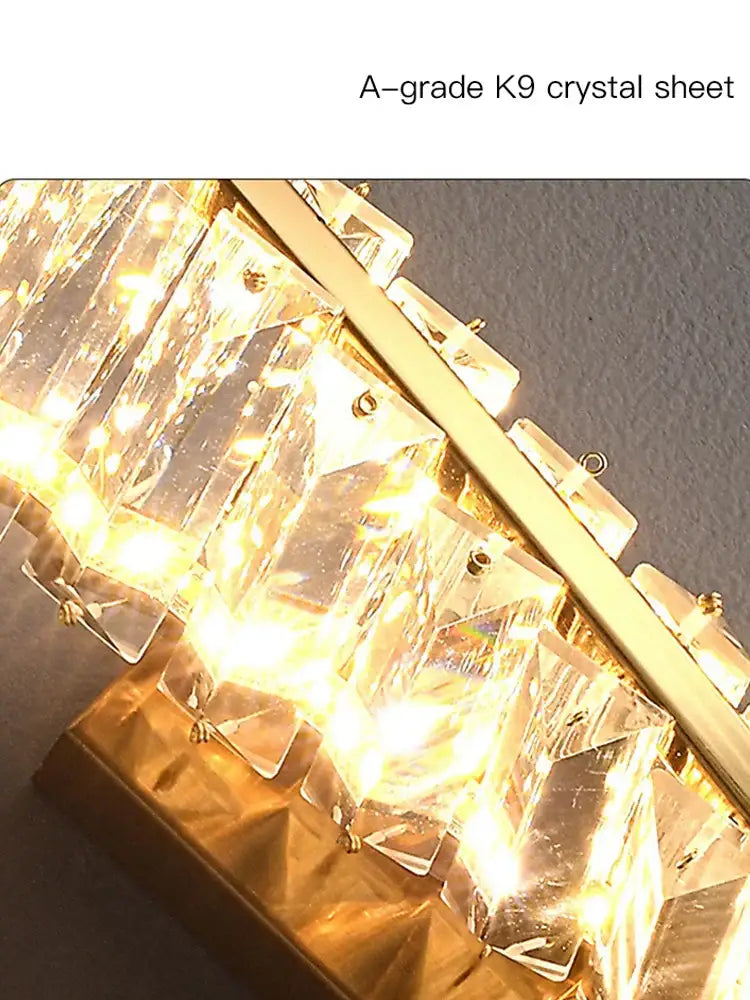 Modern gold twisted crystal wall sconce bedroom light