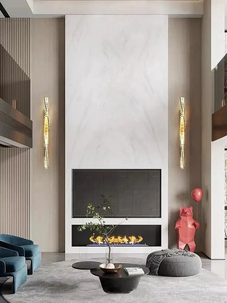 Modern gold twisted crystal wall sconce bedroom light