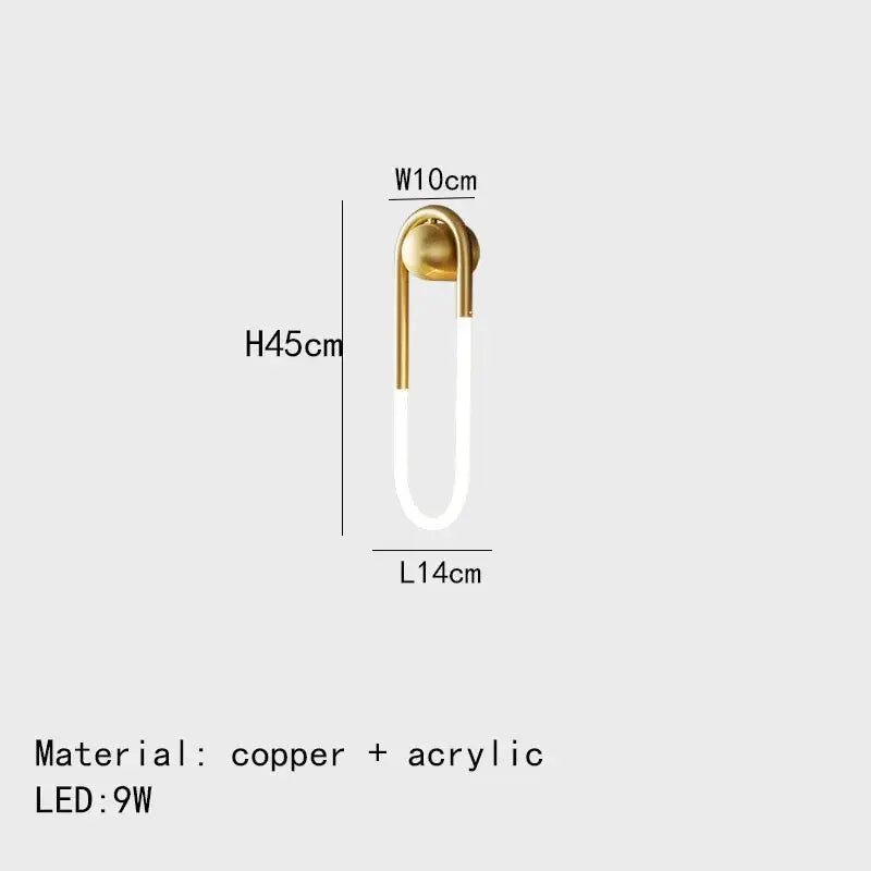 Modern gold u-shaped led wall lights – bedroom 3-color dimming sconce