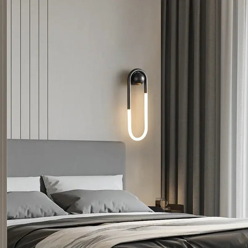 Modern gold u-shaped led wall lights – bedroom 3-color dimming sconce