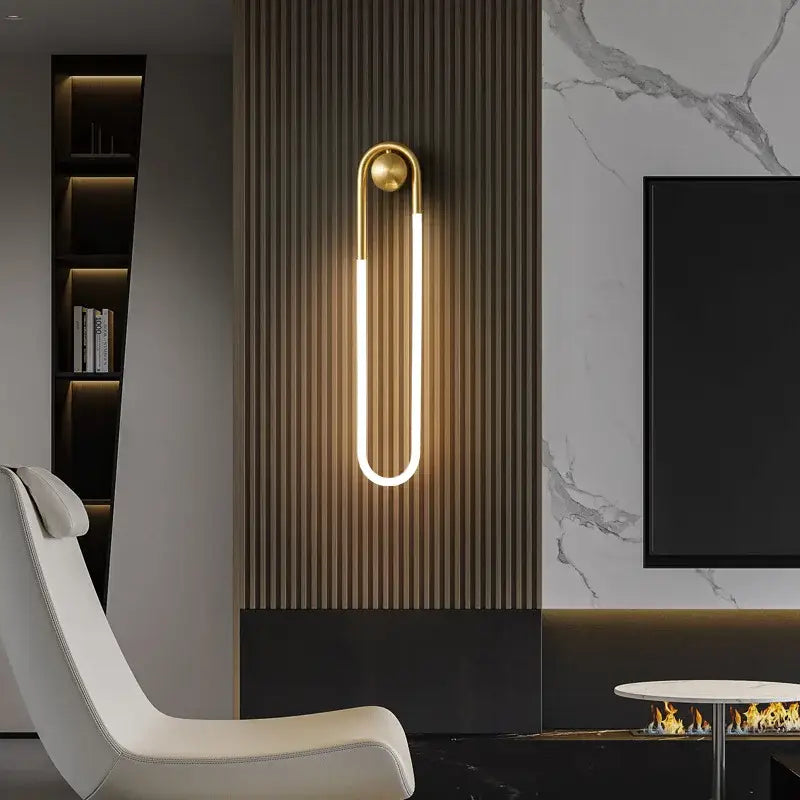 Modern gold u-shaped led wall lights – bedroom 3-color dimming sconce