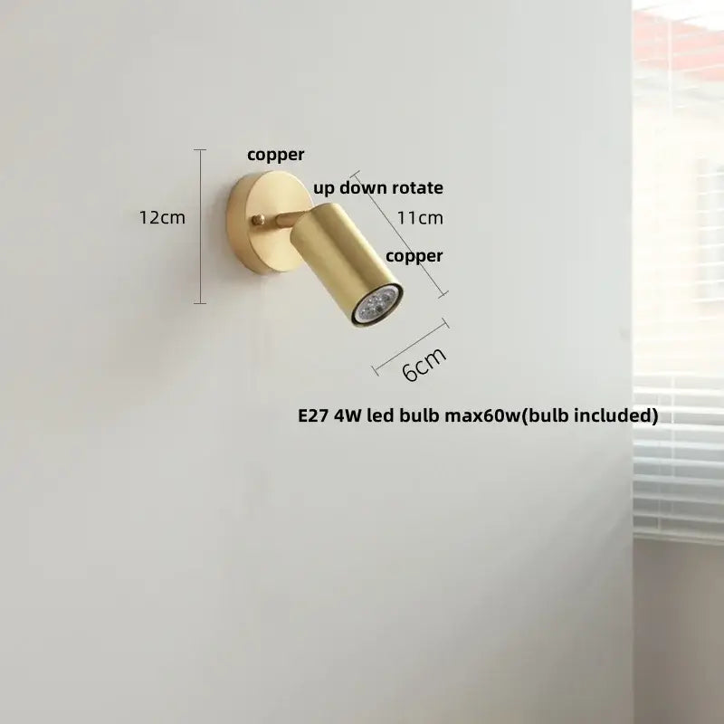 Modern gold walnut wall sconce with pull chain switch bedroom light