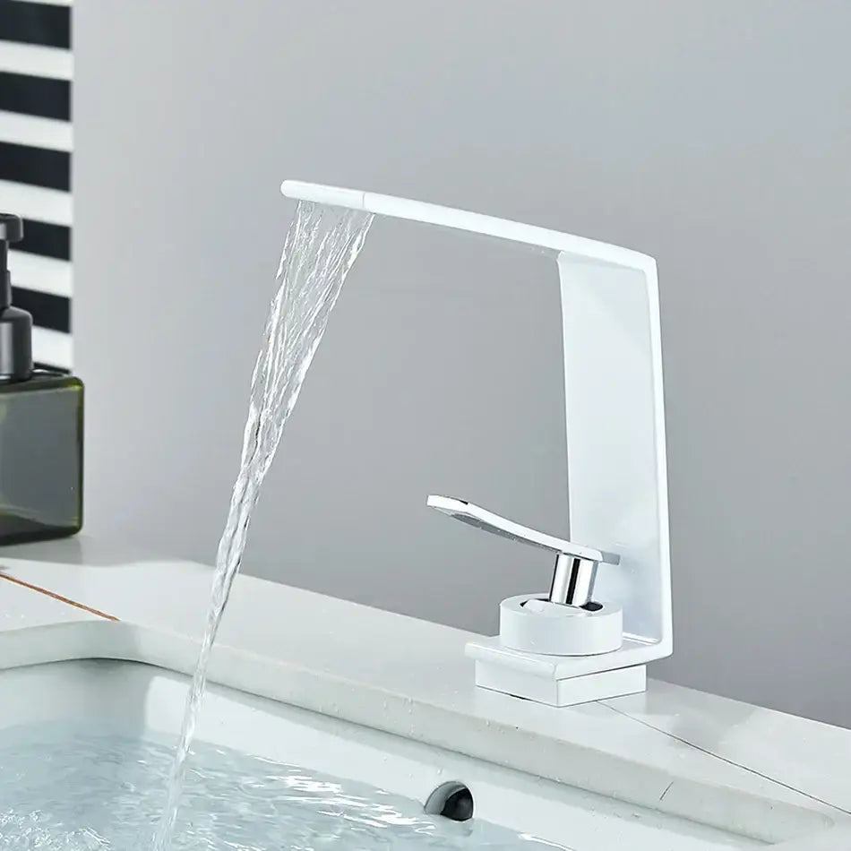 Modern gold waterfall basin faucet bathroom brushed metal tap