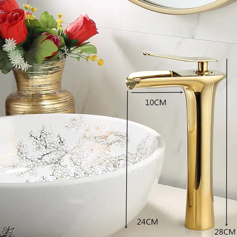 Modern gold waterfall basin faucet – bathroom single lever tap