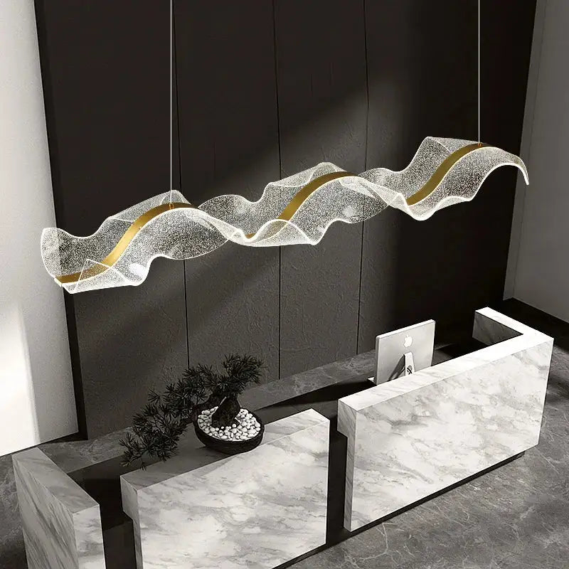 Modern gold wave design acrylic pendant light living room
