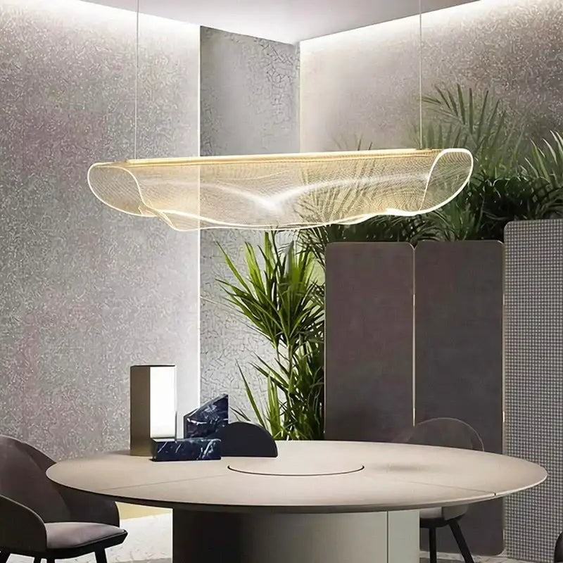 Modern gold wave mesh pendant light dining room lighting
