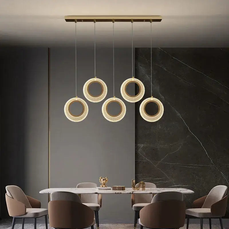 Modern gold woven crystal led chandelier kitchen pendant light