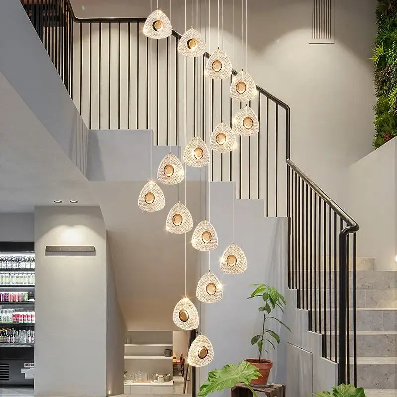 Modern golden acrylic led chandeliers living room cascading lights