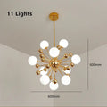 Modern golden acrylic molecule chandelier kitchen glass globe light