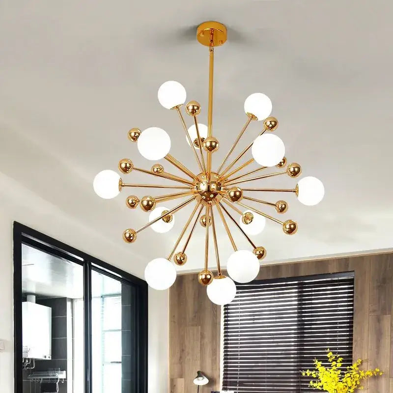 Modern golden acrylic molecule chandelier kitchen glass globe light