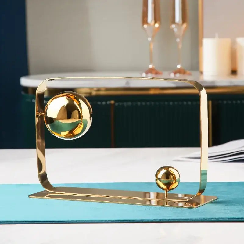 Modern golden ball cube sculpture living room decor ornament