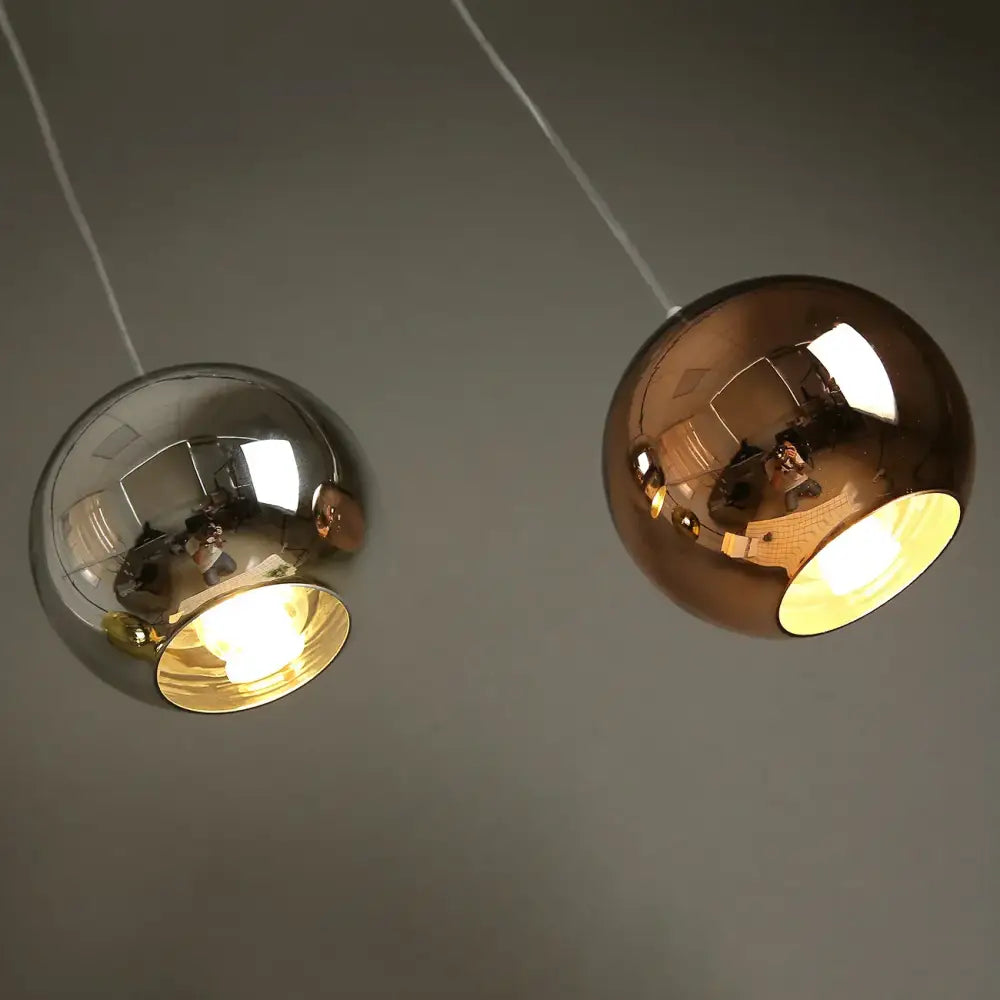 Modern golden ball glass pendant light kitchen reflective trio