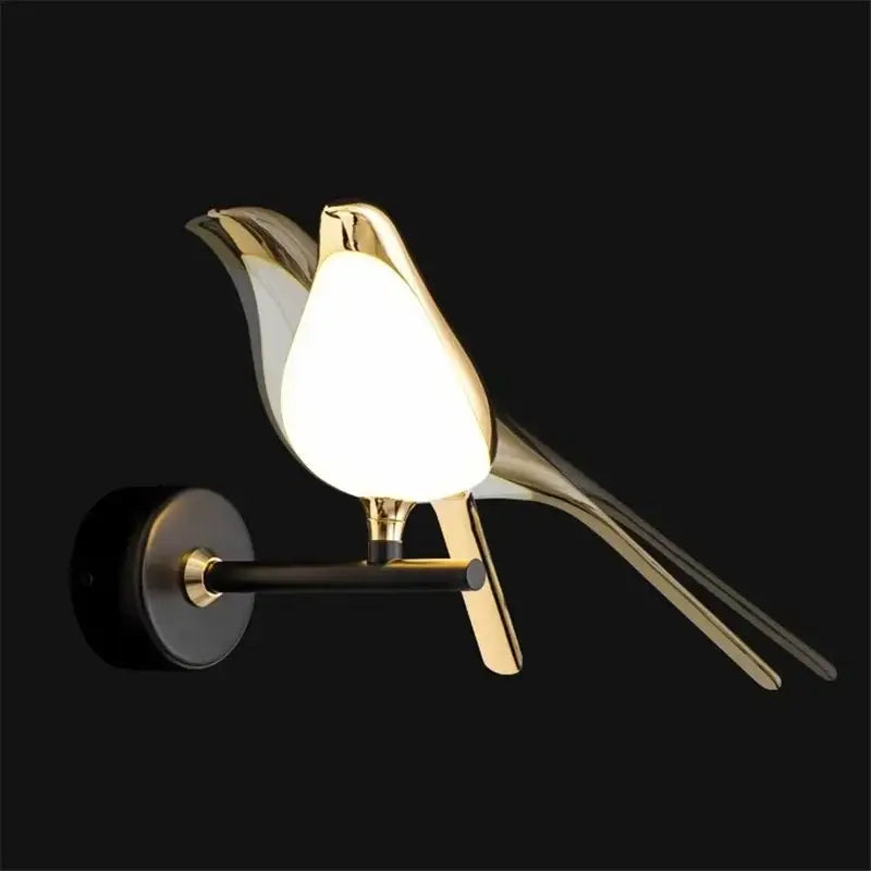 Modern golden bird led wall lamp – bedroom rotatable sconce