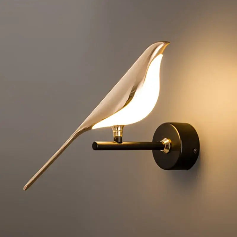 Modern golden bird led wall lamp – bedroom rotatable sconce