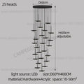 Modern golden black led long chandelier for staircase dining room