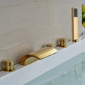 Modern golden brass bathtub faucet with handheld shower bathroom fixture