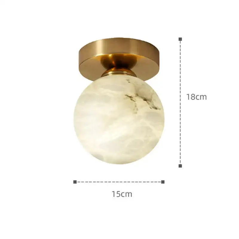 Modern golden brass marble square ceiling lamp bedroom