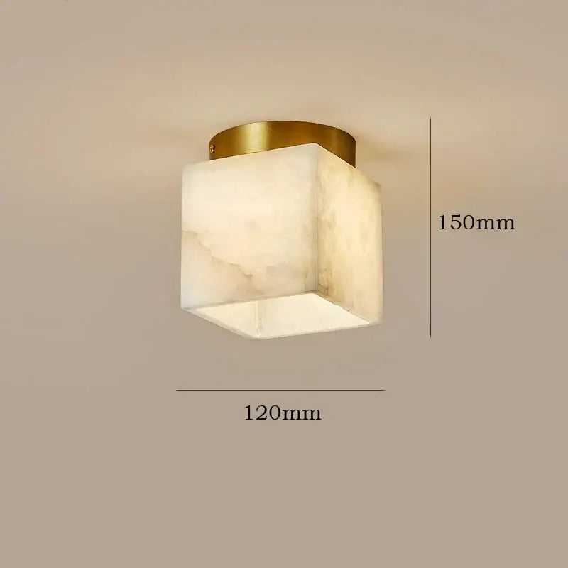 Modern golden brass marble square ceiling lamp bedroom