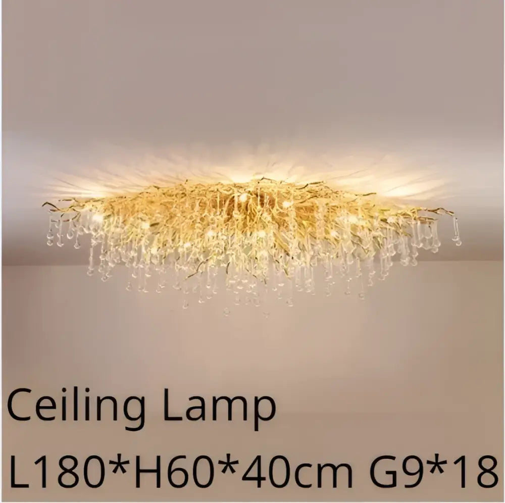 Modern golden chandelier branch crystal lamp for dining room