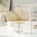 Modern golden coral crystal sculpture living room home decor