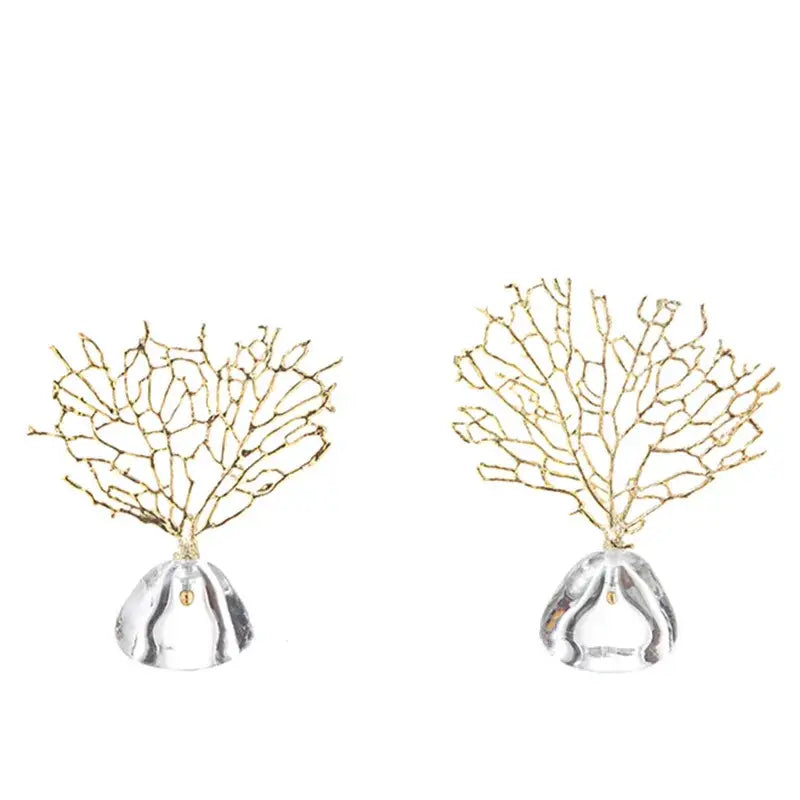 Modern golden coral crystal sculpture living room home decor