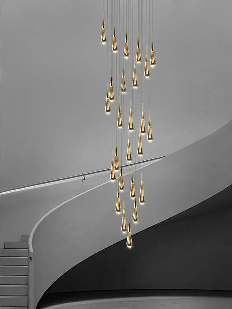 Modern golden crystal pendant chandelier living room teardrop light