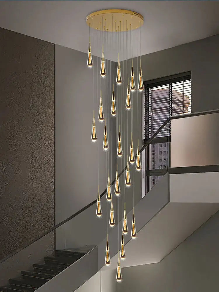 Modern golden crystal pendant chandelier living room teardrop light