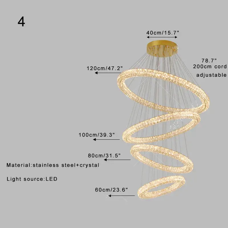 Modern golden decorbites crystal ring chandelier living room light