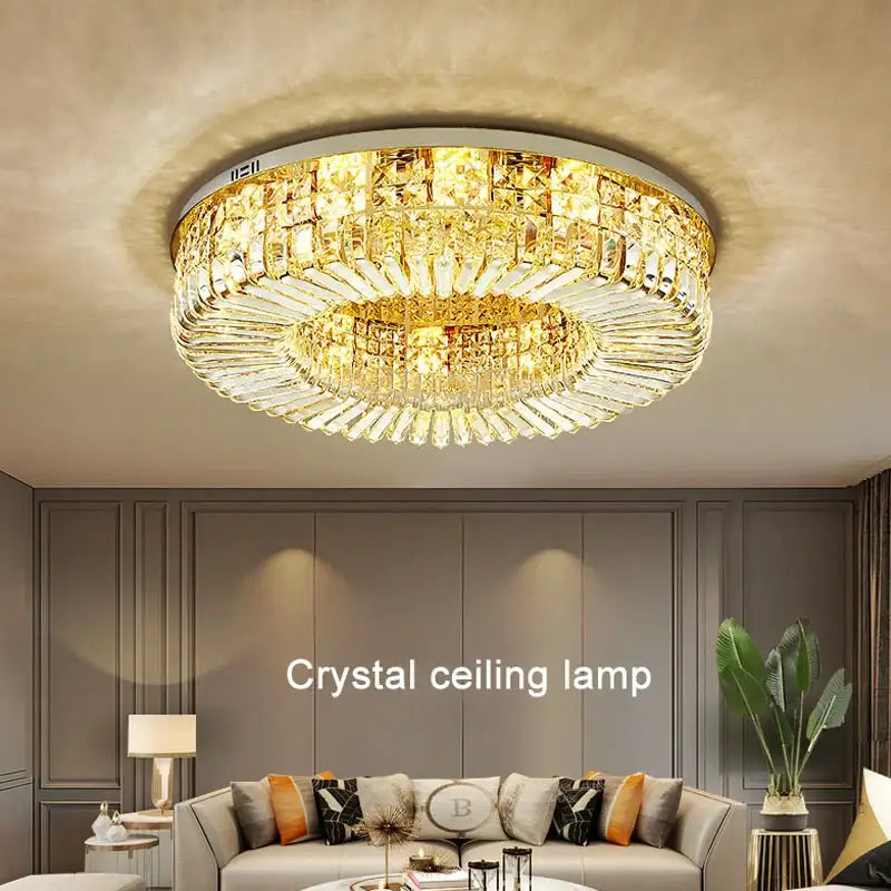 Modern golden decorbites crystal ring led ceiling lamp living room