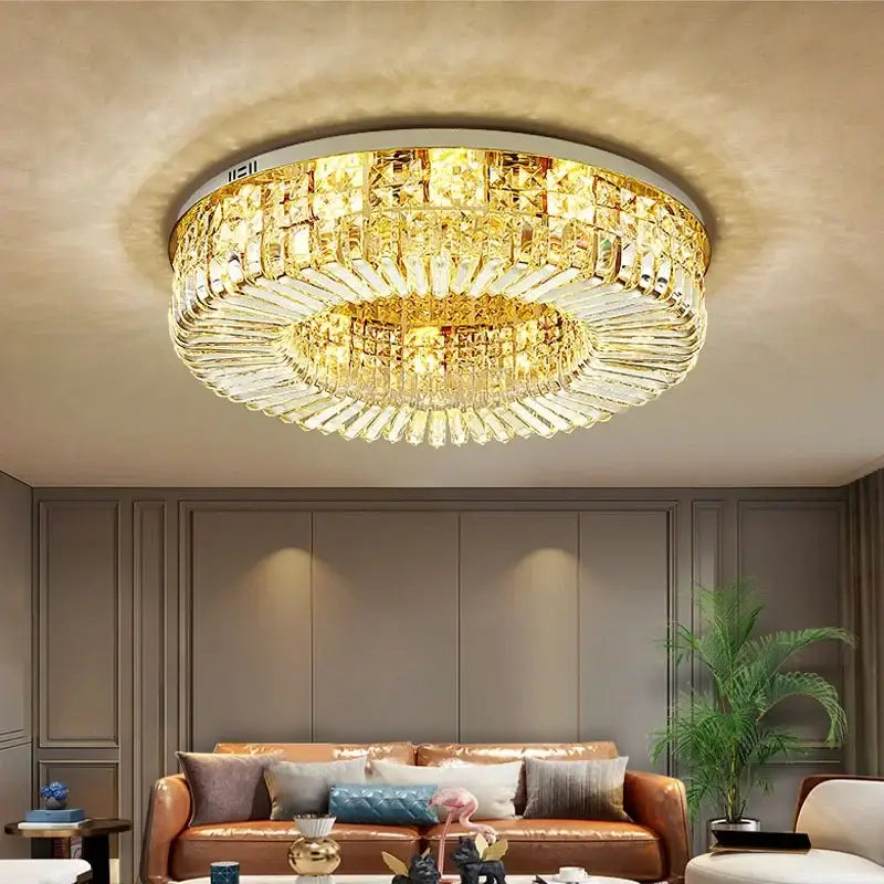 Modern golden decorbites crystal ring led ceiling lamp living room