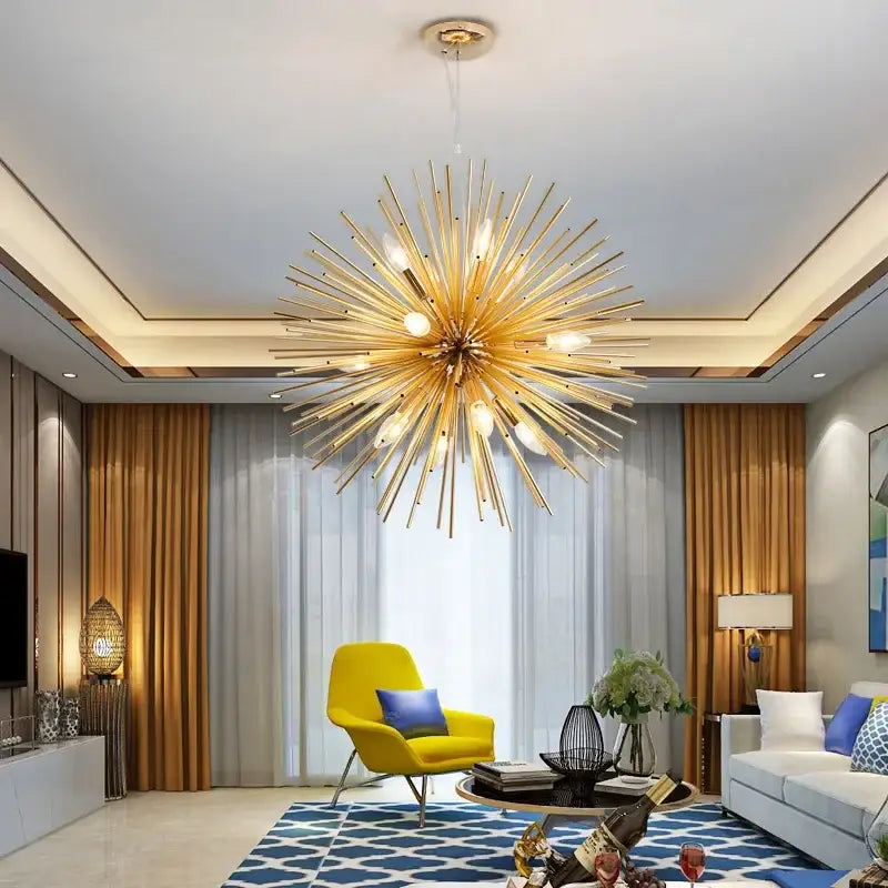 Modern golden decorbites geometric starburst chandelier dining room light