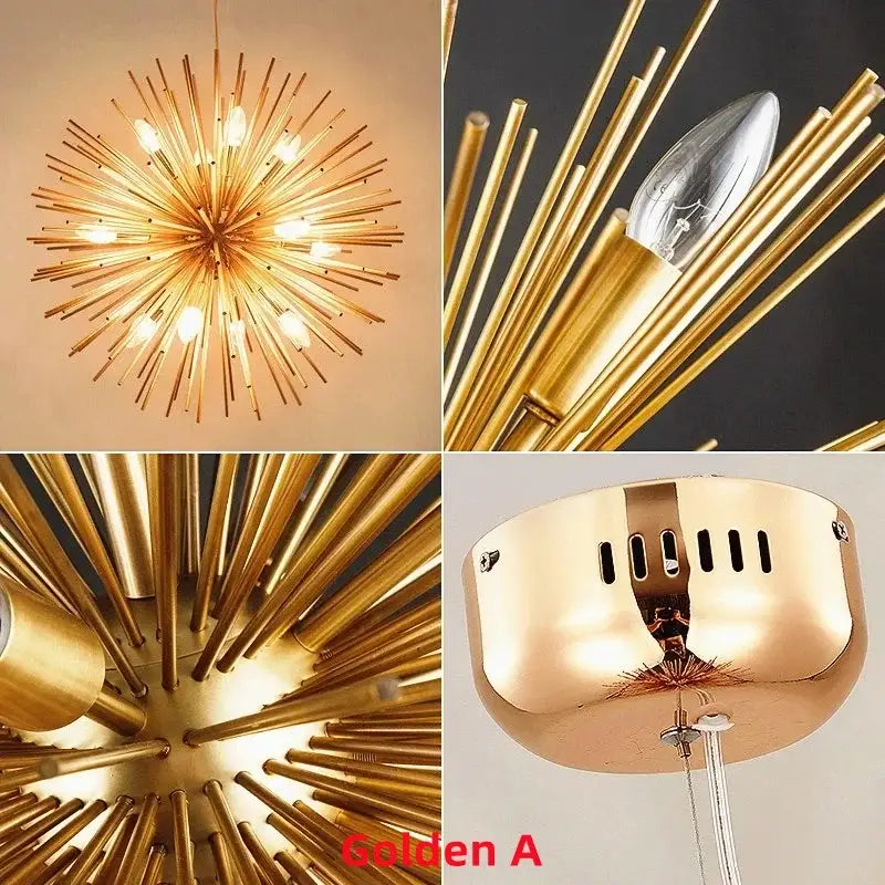 Modern golden decorbites geometric starburst chandelier dining room light