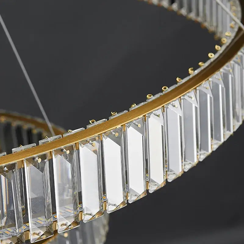 Modern golden double ring decorbites crystal led ceiling chandelier dining room