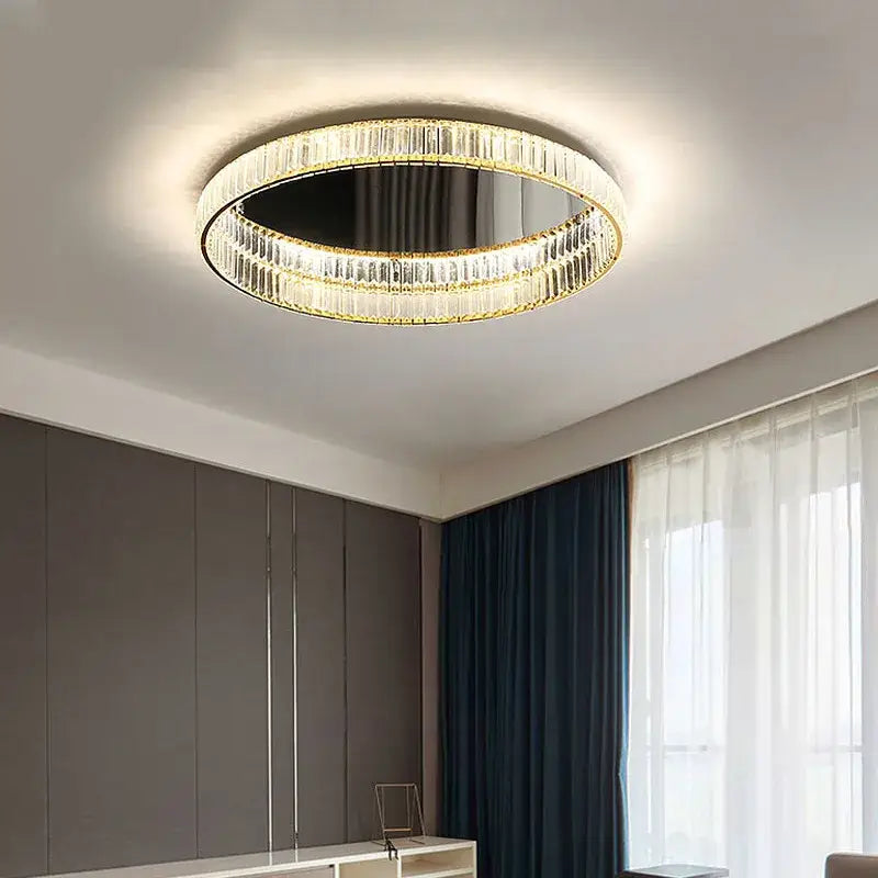 Modern golden double ring decorbites crystal led ceiling chandelier dining room