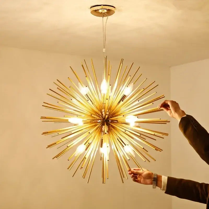 Modern golden geometric ball chandelier for dining room lighting