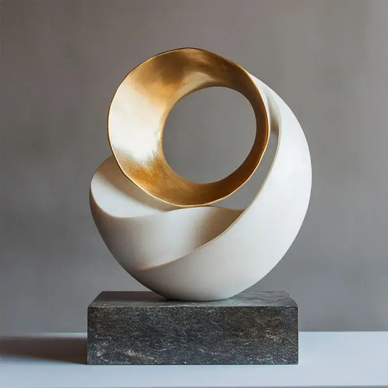 Modern golden geometric resin sculpture living room home decor