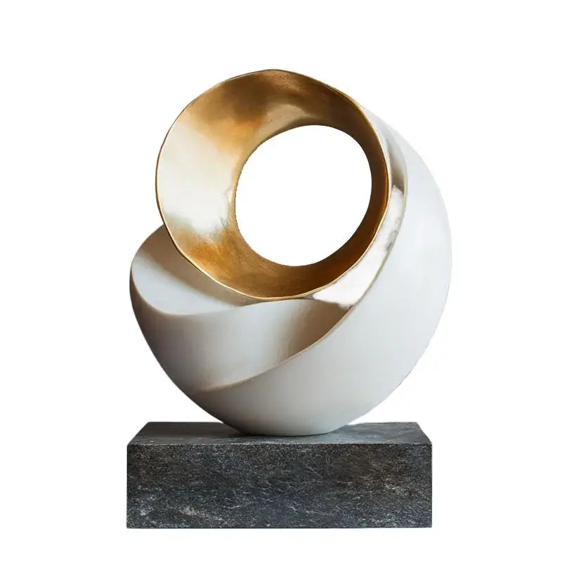 Modern golden geometric resin sculpture living room home decor