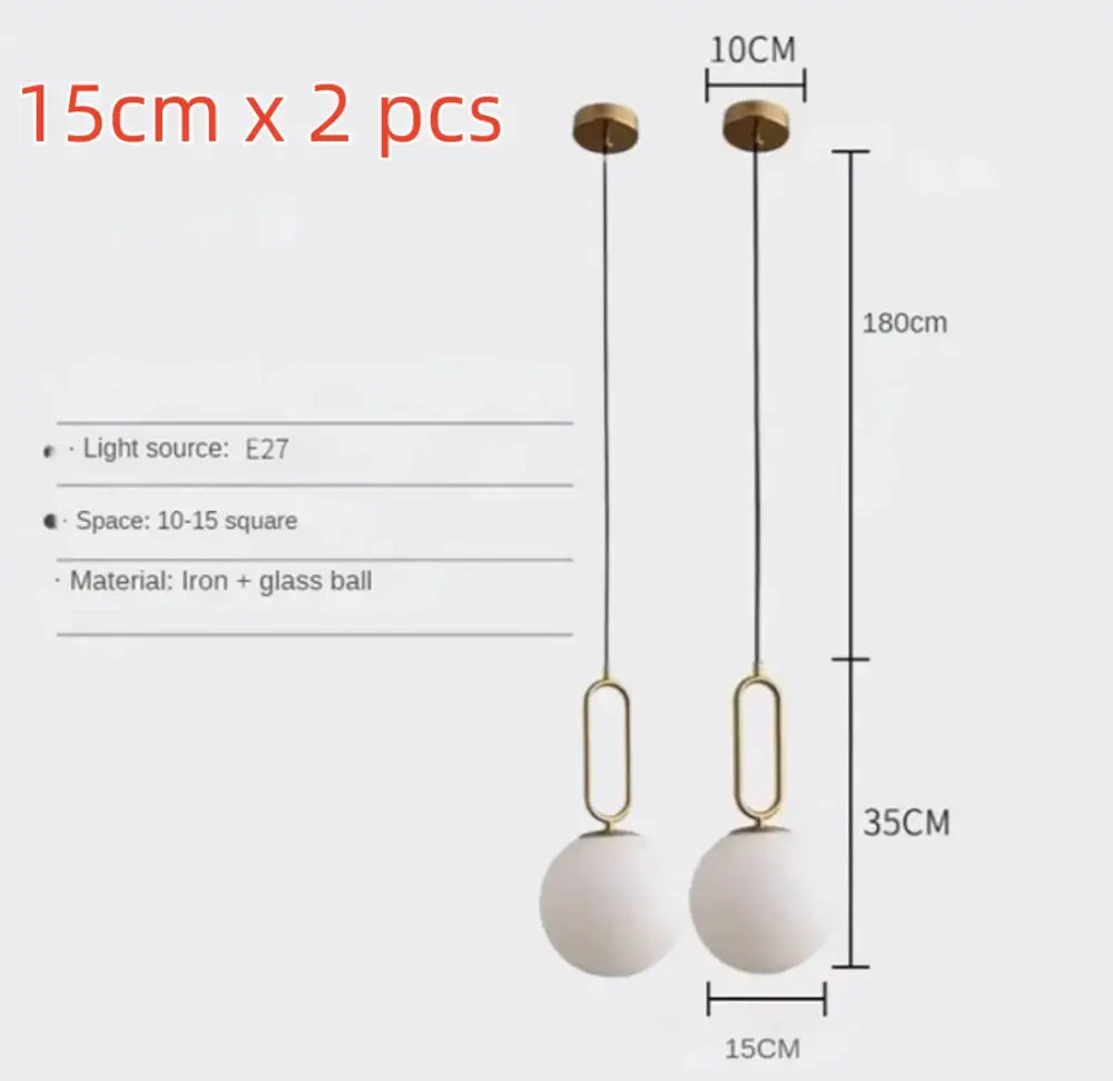 Modern golden glass ball pendant light kitchen oval metal frame