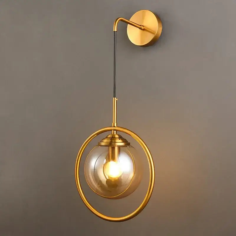 Modern golden glass ball wall sconce living room light