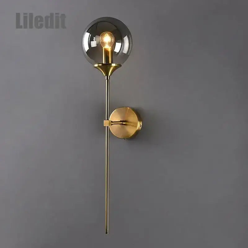 Modern golden glass ball wall sconce living room lighting