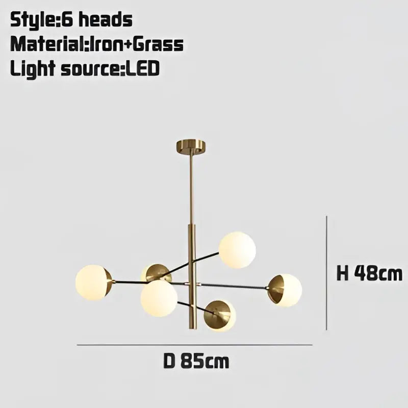 Modern golden glass magic bean chandelier for dining room