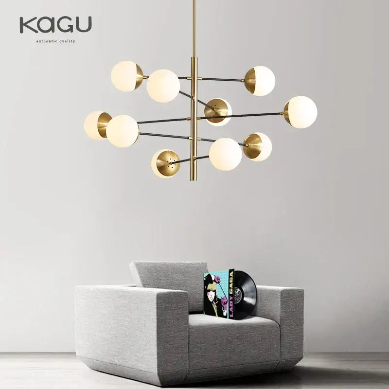 Modern golden glass magic bean chandelier for dining room