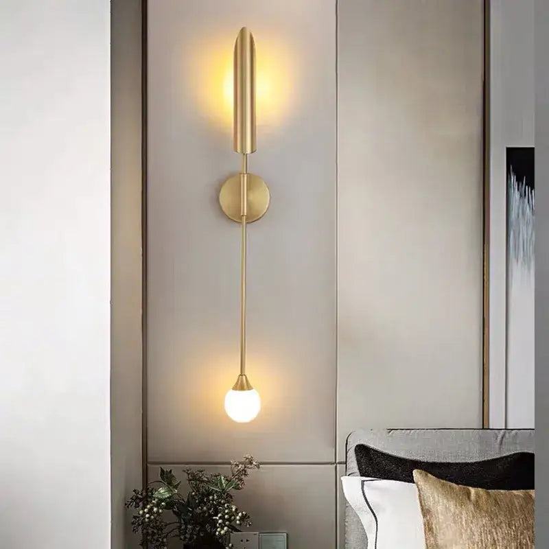 Modern golden inclined tube wall lamp for luxury living room bedroom