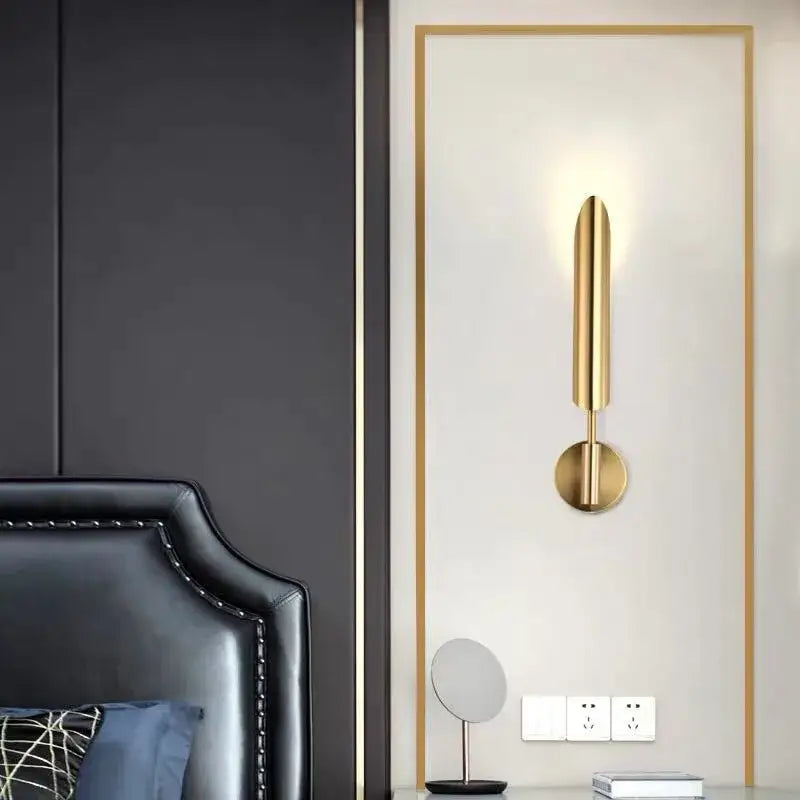 Modern golden inclined tube wall light living room sconce