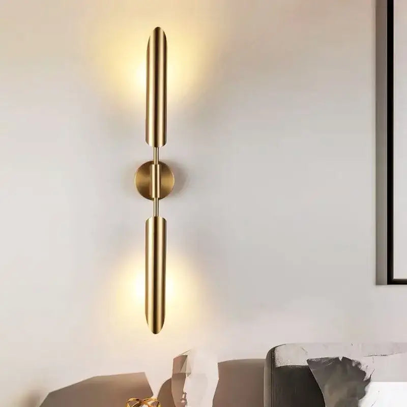 Modern golden inclined tube wall light living room sconce